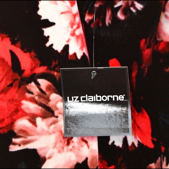 Liz Claiborne Career Petite Floral Velvet Blouse - Picture 3 of 8